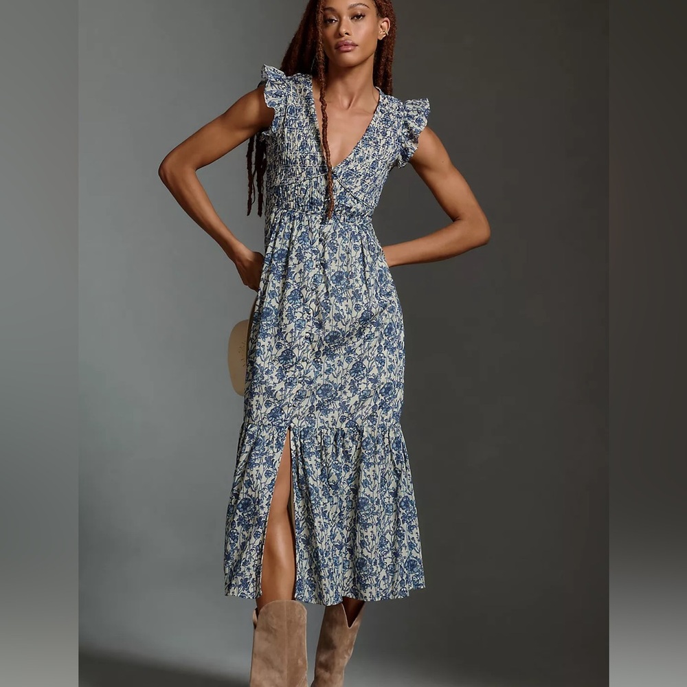 Anthropologie: THE PEREGRINE MIDI DRESS (XS)